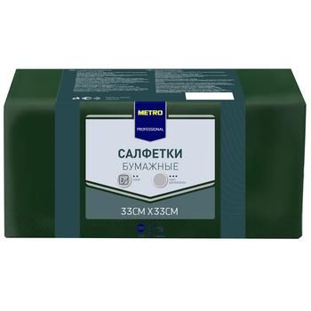 Салфетки METRO PROFESSIONAL бумажные двуслойные зеленые 250шт, 33x33см