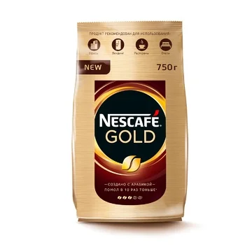 Кофе растворимый Nescafe Gold 750г, пачка